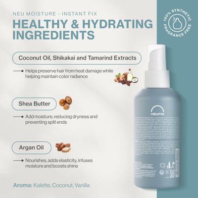 NEUMA Neu Moisture Instant Fix Leave In Hair Treatment Spray 6.7Fl. Oz. Detangles, Nourishes, Protects, Kalette, Coconut, and Vanilla Scent