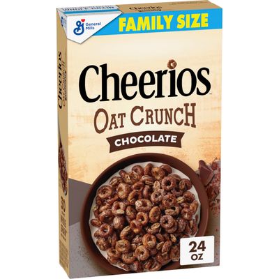 Cheerios Oat Crunch Chocolate Breakfast Cereal, Made with Whole Grain, Family Size, 24 oz