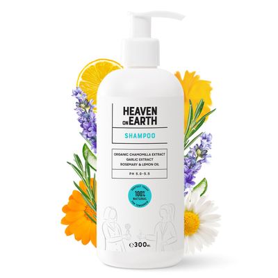 Heaven on Earth - 100 Natural, Vegan Shampoo Helps Prevent Hair Loss, FREE of Paraben, Sulfate, Gluten, Dye, Parfum- Plant Based, Organic Ingredients Lemon, Rosemary 300ML10 oz