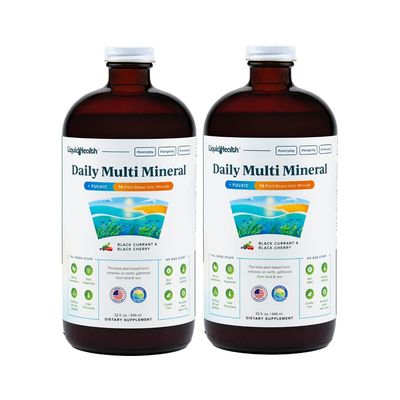 LIQUIDHEALTH Daily Multi Mineral Liquid Supplement with Fulvic Acid, Plant Based Ionic Aquamin Sea Trace Ocean Minerals - Immune Support, Energy, Gut Health, Detox - Vegetarian (2 Pack)