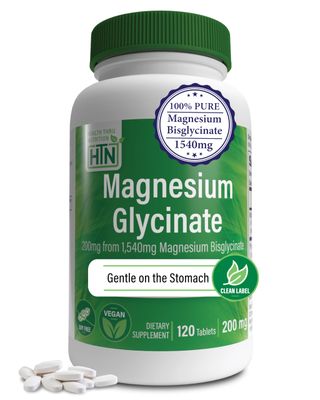 Magnesium Glycinate 200mg 120 Tablets Fully Reacted Pure Magnesium Bisglycinate 1,540mg High Absorption, Gentle on Stomach, Supports Relaxation Nerve Function Non-GMO by Health Thru Nutrition