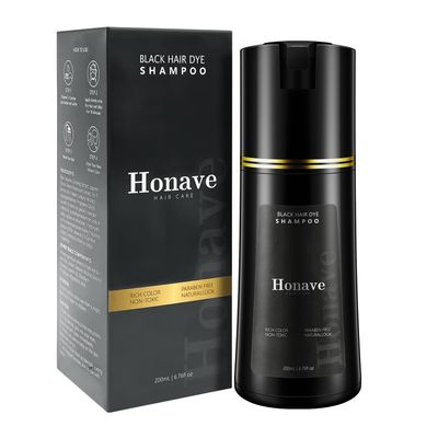 HONAVE hair dye shampoo,Hair Instant Dye Shampoo,Natural Hair Color Shampoo for Gray Hair Coverage,Hair Dye Shampoo 3 in 1,hair dye shampoo for men women (Black)