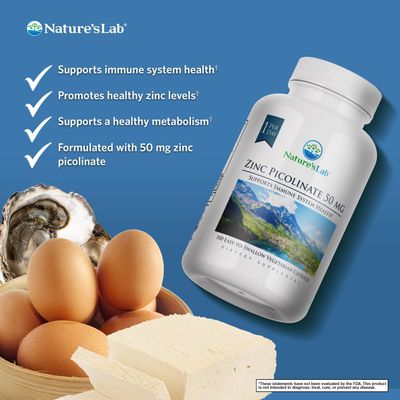 Nature s Lab Zinc Picolinate 50mg - Highly Absorbable Zinc Supplement - 100 Capsules (3 Month Supply)