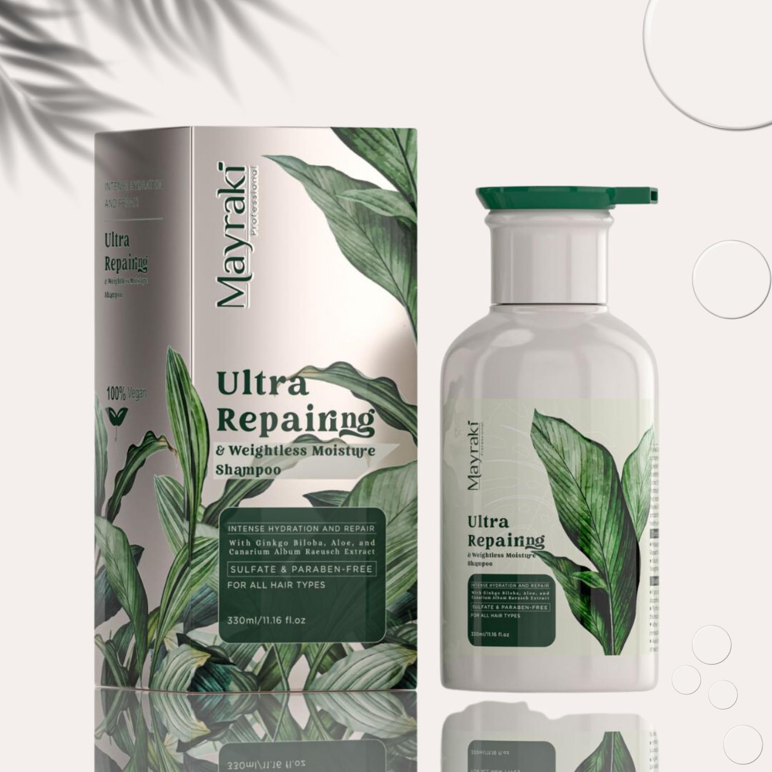 Mayraki Professional Ultra Repairing Weightless Hair Moisturizing Shampoo - 300 ml 10.15 fl.oz Perfect Hair Treatment for Dry Damaged Hair Sulfate Free Routine Shampoo for Women Hair Loss