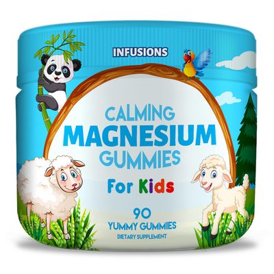 Infusions Calm Magnesium Gummies for Kids 90 Count - Healthy Muscle Bone Energy Support Soft and Delicious Vegan Friendly Non-GMO