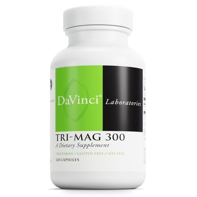 DaVinci Labs Tri-Mag 300 - Chelated Magnesium Supplement with Glycinate, Taurinate Malate - Helps Support Adrenal Hormone Balance, Nutrient Absorption, Nerve Function Bone Health - 120 Capsules
