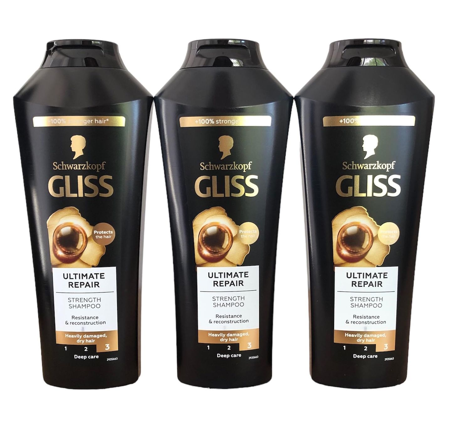 GLISS Hair Repair Shampoo, Ultimate Repair for Heavily Damaged Hair, 13.6 Ounces (Pack of 3)