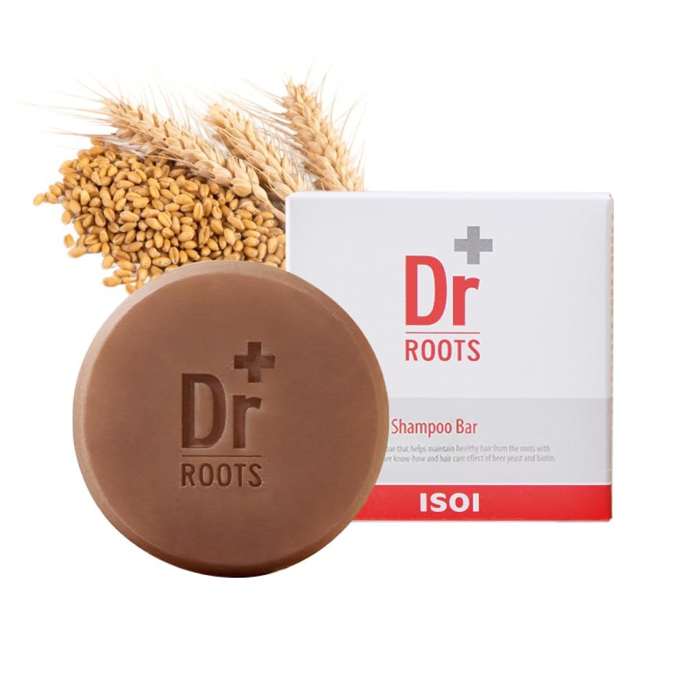 ISOI Dr. Roots Beer-Tin Solid Shampoo Bar, Nourishing Strengthening Shampoo Bar with Beer Yeast Biotin, Plastic-Free Clean Beauty, Korean Hair Care (3.52 oz, 100g)