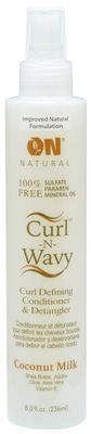 ON Natural Premium Oil Free Curl N Wavy Curl Defining Conditioner Detangler, Coconut Milk 8 oz