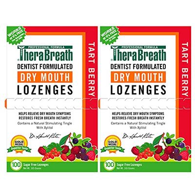 TheraBreath Dry Mouth Lozenges with ZINC, Tart Berry Flavor, 100 Count (Pack of 2)
