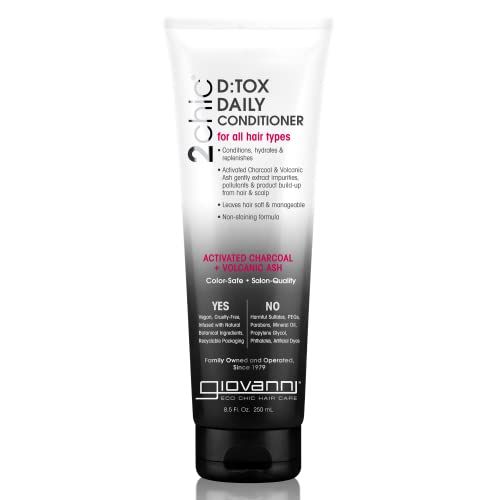 GIOVANNI D:tox Daily Conditioner, 8.5 oz. - Activated Charcoal, Super-Antioxidants Acai Goji Berry