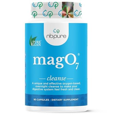 nbpure MagO7 - Natural Colon Cleanse Detox - Occasional Constipation Relief, Stool Softening, Bloating Support for Men Women - Ozonated Magnesium Oxide, 90 Capsules