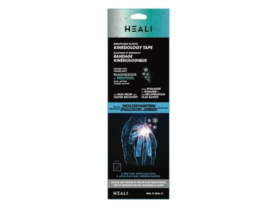 Heali Kinesiology Tape with Magnesium and Menthol, Precut K Tape Shape to Fit Shoulder and Hamstring, Physical Therapy Sports Tape for Muscle and Joint Pain Relief, Water Resistant, Black Stripe