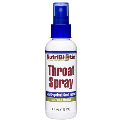 NutriBiotic - Throat Spray with GSE, 4 Fl. Oz Gentle and Soothing Sore Throat Support with Grapefruit Seed Extract, Zinc Menthol Alcohol Free Non-Medicated