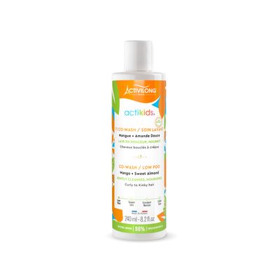Actikids Co-wash Mango and Sweet Almond - No-Rinse Cleanser, Gentle Wash, Detangling, and Timesaving in One - 240