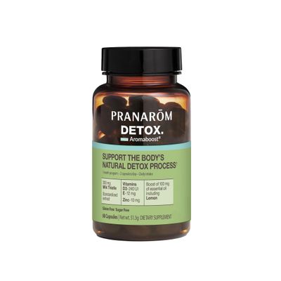 Pranarom - Aromaboost Detox Herbal Supplement - Eliminates Toxins and Drains The Body - Milk Thistle and Zinc - Vitamins D3 and E - Lemon Essential Oil - 60 Count