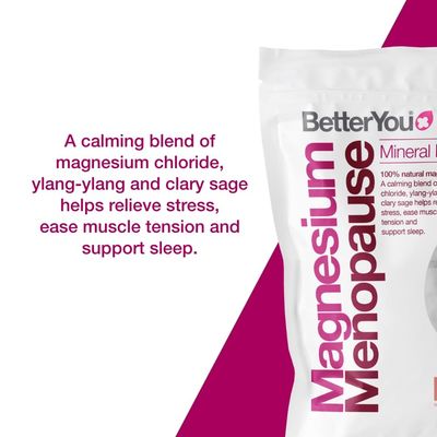 BetterYou Magnesium Menopause Bath Flakes - Magnesium Bath Soak and Menopause Support - Soothes Sore Muscles - Ylang Ylang and Clary Sage - 1.6 lb