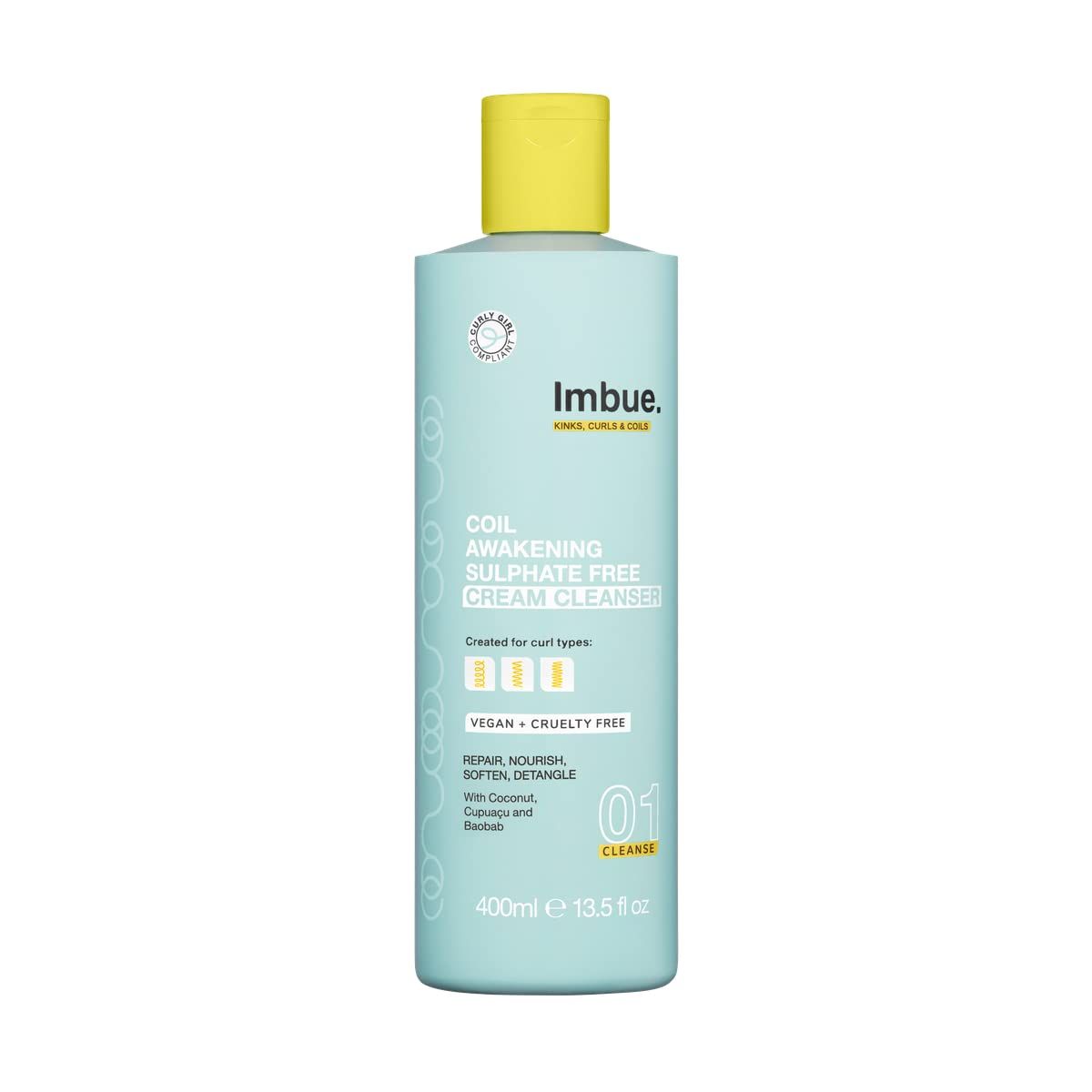 Imbue Coil Awakening Sulphate Free Cream Cleanser Shampoo - Curl Enhancing for 4A-4C Hair - Add Moisture and Hydrate - Curly Girl Method Daily Cleanser