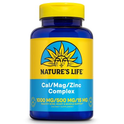 NATURE&#39;S LIFE Cal Mag Zinc Complex 1000mg 500mg 15mg - Calcium Magnesium Zinc Supplement wVitamin D and Boron - Bone Health, Muscle and Heart Health Support, 60 Day Guarantee, 25 Serv, 100 Caps