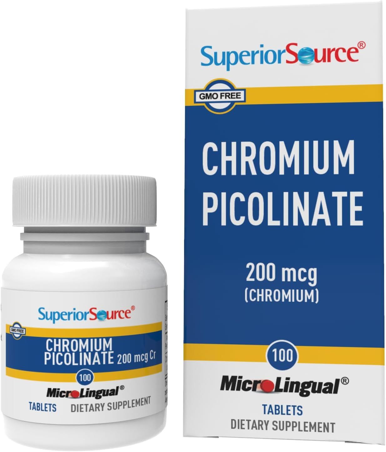 Superior Source Chromium Picolinate - Supplement for Women Men - Supplement Formula Supports Healthy Sugar Metabolism - Mineral Supplement Aids Overall Health - 500 mcg, 50 Instant Dissolve Tablets