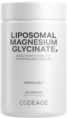 Codeage Liposomal Magnesium Glycinate Supplement - Magnesium Bisglycinate Pills - BioPerine Black Pepper - Liposomal Delivery - Non-GMO, Gluten-Free Mineral - 120 Capsules