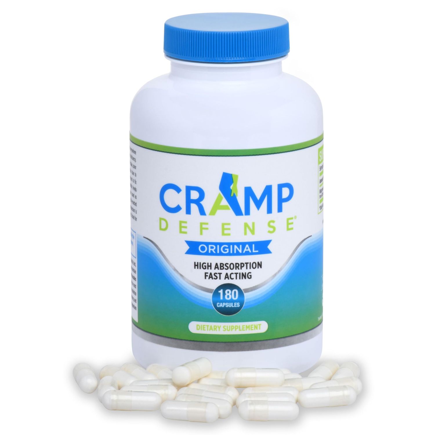 Cramp Defense Magnesium for Leg Cramps, Muscle Cramps Muscle Spasms. End Them Fast and Permanently. Organic Magnesium, Non-Laxative, NO Magnesium Oxide OR Herbs! Big 180 Capsule Bottle.