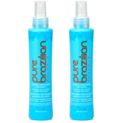 Pure Brazilian Leave-In Conditioner, Nourishing Hair Treatment with Keratin for Strengthening, Pack of 2, 6.78 Ounce (200 Milliliter)