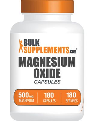 BulkSupplements.com Magnesium Oxide Capsules - Magnesium Supplement, Magnesium Oxide 500mg - Gluten Free, 1 Capsule per Serving, 180 Count (Pack of 1)