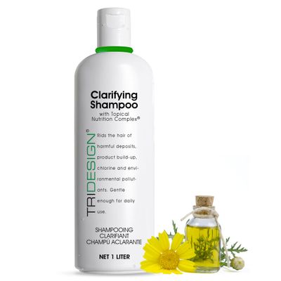 TRI Design Clarifying Shampoo - Designed to Removes Build Up for All Hair Types - Clarifying Shampoo for Curly, Fine, and Color Treated Hair - Purifying for Hard Water and Chlorine - 34 Oz