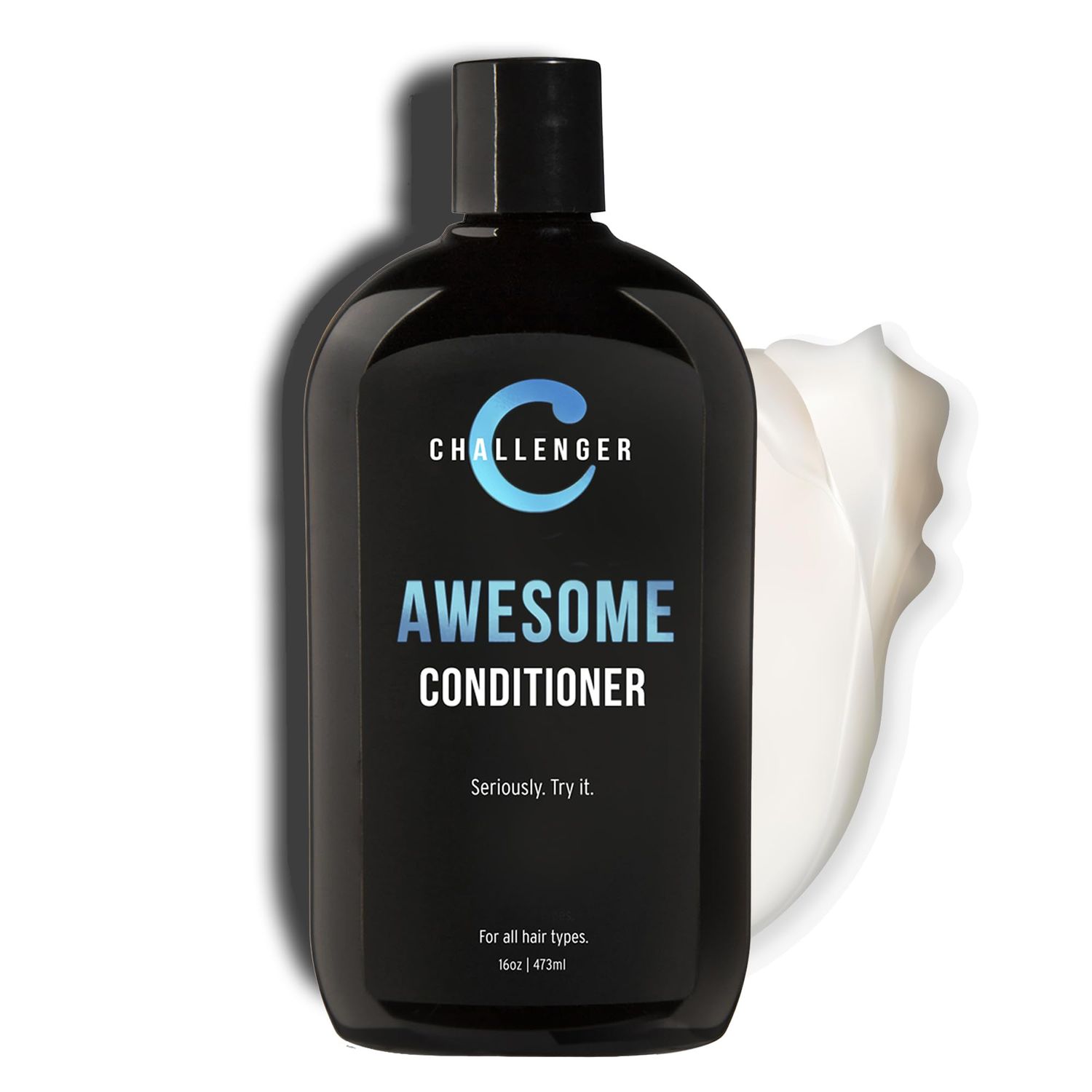 Challenger Awesome Mint Conditioner Men&#39;s Shower Product For Itchy Dry Scalp Removes Dirt Oils Coconut Oil, Jojoba Oil, Hydrolyzed Keratin Sulfate Free 16oz