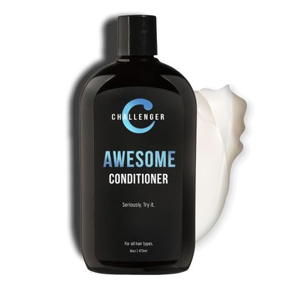 Challenger Awesome Mint Conditioner Men&#39;s Shower Product For Itchy Dry Scalp Removes Dirt Oils Coconut Oil, Jojoba Oil, Hydrolyzed Keratin Sulfate Free 16oz