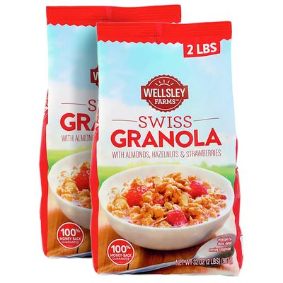 Wellsley Farms Swiss Granola Made with Real Fruits, Crunchy Oats, Almonds Hazelnuts Perfect Addition for Yogurt, Cereal, Snacks Favourite High Protein Breakfast l 2 lbs Per Pack