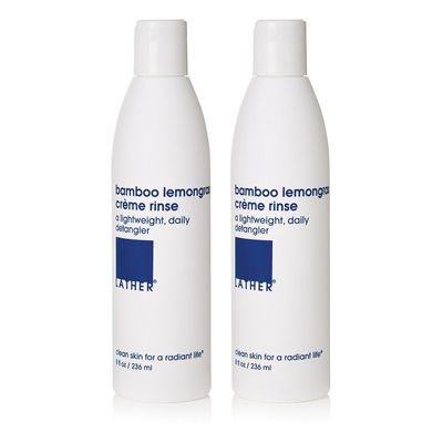 LATHER Bamboo Lemongrass Conditioner - Lightweight Non-Greasy Cr me Rinse Formula - Gentle Daily Hair Detangler Conditioner for All Hair Types - Sulfate Free - 8 Fl Oz Bottles (Pack Of 2)