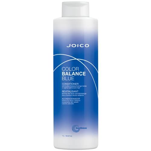Joico Color Balance Blue Conditioner For Lightened Brown Hair Eliminate Brassy Orange Tones Boost Color Vibrancy Shine UV Protection With Rosehip Oil Green Tea Extract 33.8 Fl Oz