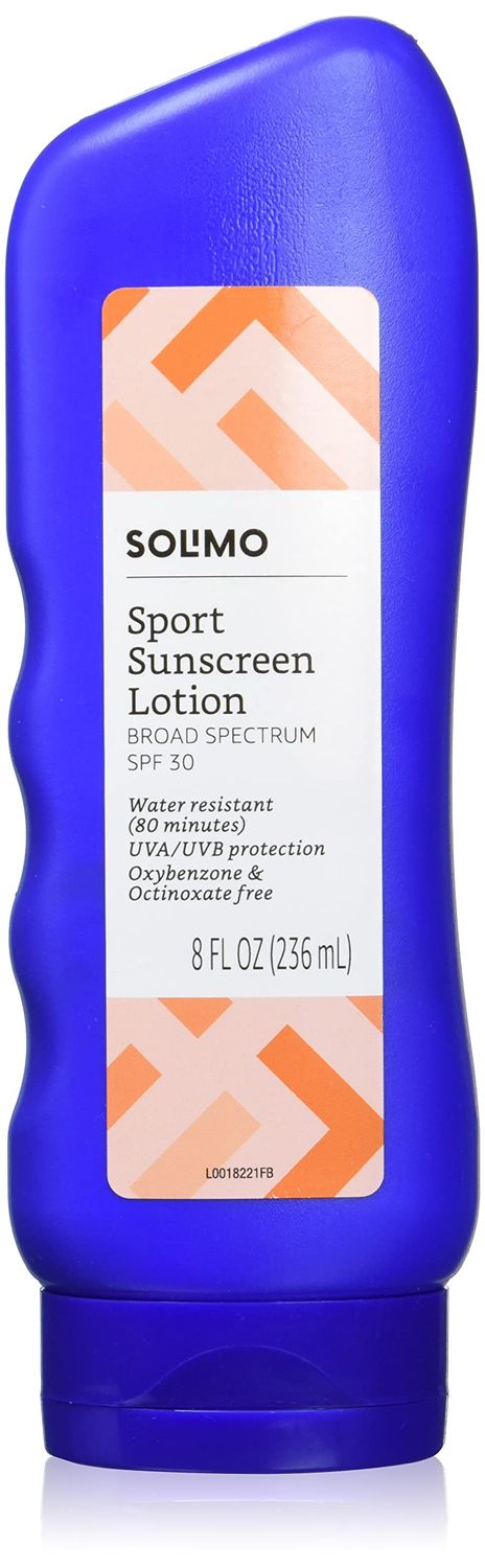 Amazon Brand - Solimo Sport Sunscreen Lotion, Formulated without Octinoxate Oxybenzone, 8 Fluid Ounce