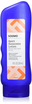 Amazon Brand - Solimo Sport Sunscreen Lotion, Formulated without Octinoxate Oxybenzone, 8 Fluid Ounce