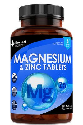 Magnesium Supplement Magnesium and Zinc Supplement (6 Months Supply) High Absorbency Magnesium Zinc - Muscle Bones Healthy Immune Function - Vegan, Non-GMO, Gluten-Free - 365 Small Tablets
