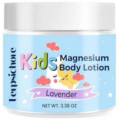 Magnesium Lotion for Kids Soothing Sleep: Calming, Relaxation Relieves Stress - Topical Magnesium Cream with Chloride Magnesium Vitamin E - for Baby, Toddler, Junior Adult - Lavender Scent
