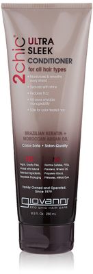 GIOVANNI 2chic Ultra-Sleek Conditioner - Brazilian Phyto-Keratin Moroccan Argan Oil, Anti-Frizz Formula, Coconut, Shea Butter, Pro-Vitamin B5, Color Safe, Paraben Free - 8.5 oz