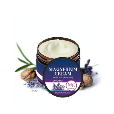 Magnesium Cream, Lavender Magnesium Cream for Sleep, Muscle Relaxation Moisturizing, Magnesium Lotion with Magnesium Chloride, Lavender Oil, Coconut Oil, Shea Butter Hyaluronic Acid, 2.12 Oz