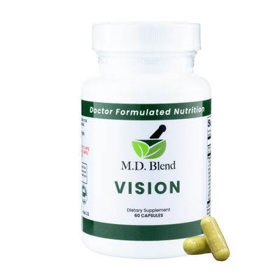 M.D. Blend Vision - Expert Formulated - Natural Robust Blend for Eye Wellness - with Lutein, Zeaxanthin, Astaxanthin, Zinc, Thiamine, Vitamins A C - 30 Capsules (1 Pack)
