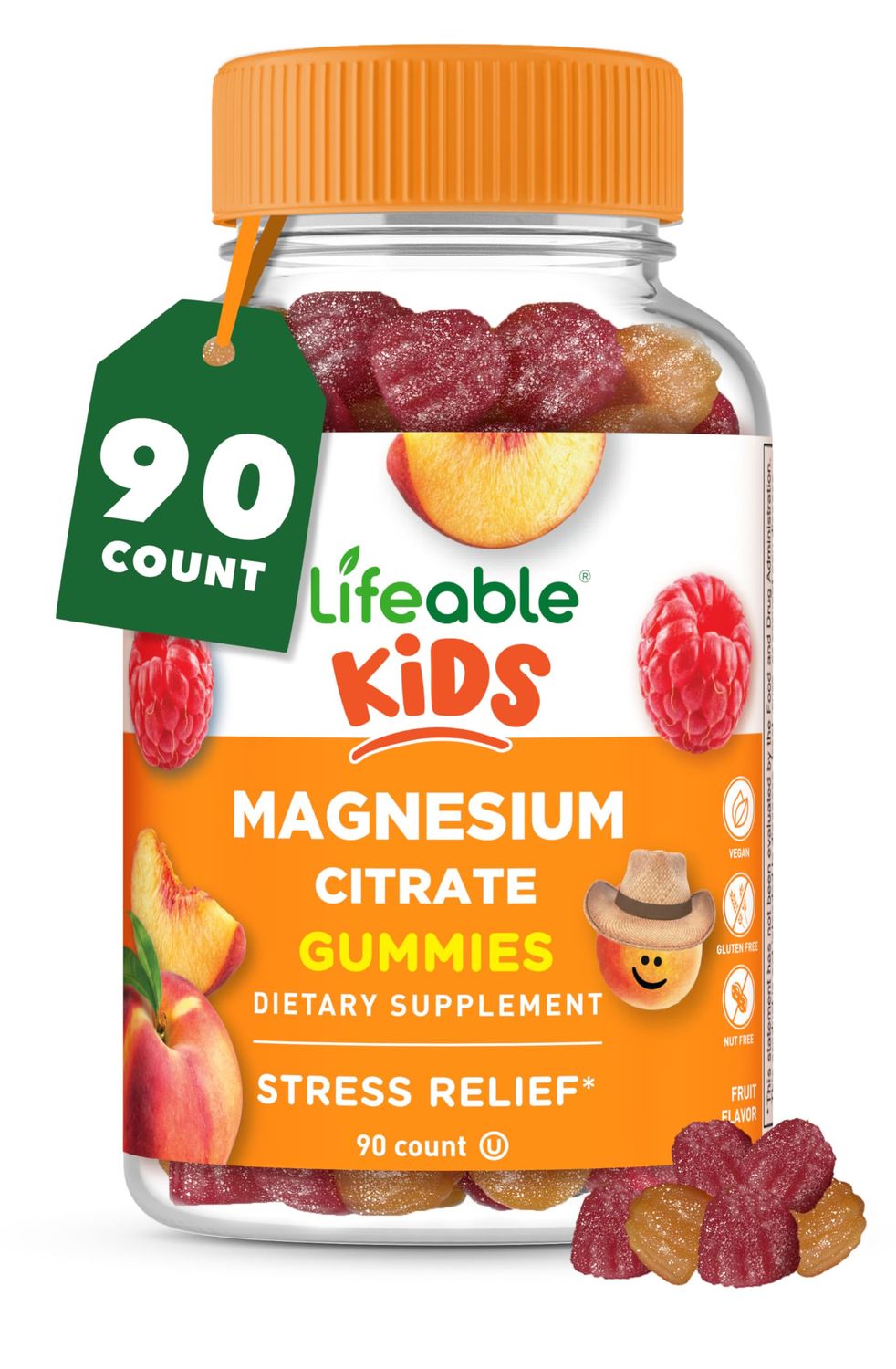 Lifeable Magnesium Gummies for Kids 170mg Elemental Magnesium from 1,420mg Magnesium Citrate Great Tasting Kids Magnesium Supplement Muscle Support and Stress Relief Chewable 90 Gummies