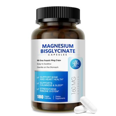iMATCHME Magnesium Bisglycinate 100 Chelated, Maximum Absorption, Magnesium Supplement for Sleep Calmness, Supports Heart Healthy, Muscle Bones, Non-GMO, 180 Capsules
