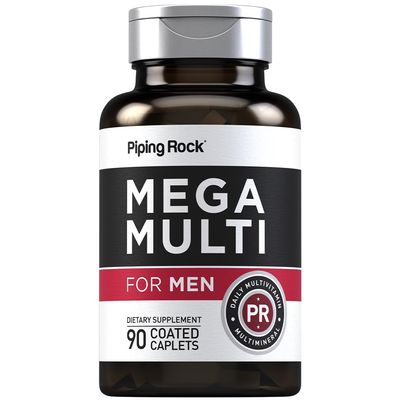 Piping Rock Multivitamin for Men 90 Caplets Mega Multimineral Daily Supplement with Vitamin D, Zinc, Saw Palmetto Non-GMO, Gluten Free