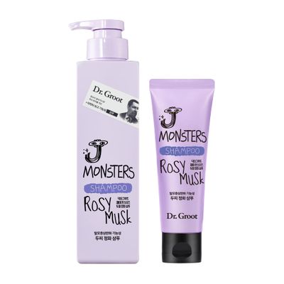 Dr. Groot J Monsters Scalp Purifying Shampoo Set (Rosy Musk, 16.1fl oz) - Odor-Masking Hair Care Set for Thin Hair, Biotin, Sulfate-Free Korean Skincare