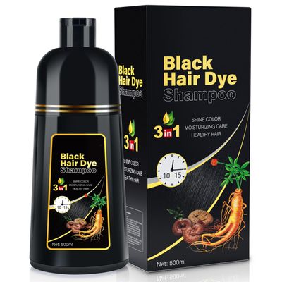 BELEZALIB Black Hair Dye Shampoo for Gray Hair, Instant 3-in-1 Color Shampoo for Women and Men, Herbal Ingredients, 100 Grey Coverage, 500ML
