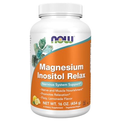 NOW Foods Supplements,powder Magnesium Inositol Relax, Nervous System Support, Fizzy Lemonade Flavor, 16-Ounce