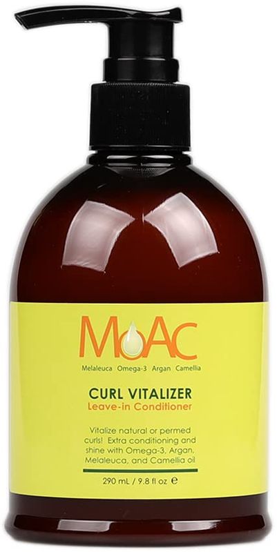 Moac Curl Vitalizer Leave-In Conditioner 8.6 fl.oz., Enhances Curls with Shine, Softens Hair, Non-Greasy Formula for All Hair Types, Lightweight Hydration for Curl Definition and Frizz Control