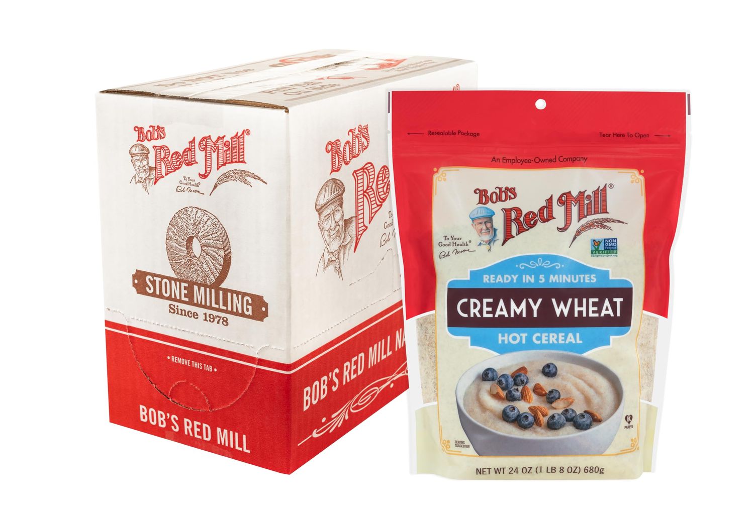 Bob&#39;s Red Mill Creamy Wheat Hot Cereal, 24 Oz (Pack of 4) - Vegan, Kosher