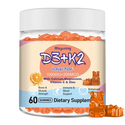 Misyvoing Vitamin D3 K2 Gummies Sugar-Free,Vitamin D3 10000 IU with K2 200mcg,VitaminC,Calcium,Magnesium,Zinc,Support for Bones,Joints,Muscles,Nerves,and Immune System